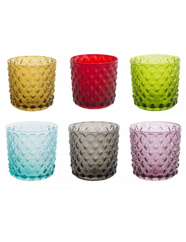 Set 6 Bicchieri Rombi in Vetro Colorato Brandani 53536