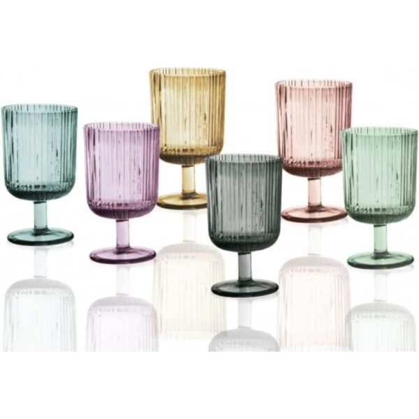 Set 6 Pezzi Calice Plissè Colori Assortiti Vetro Brandani 51069