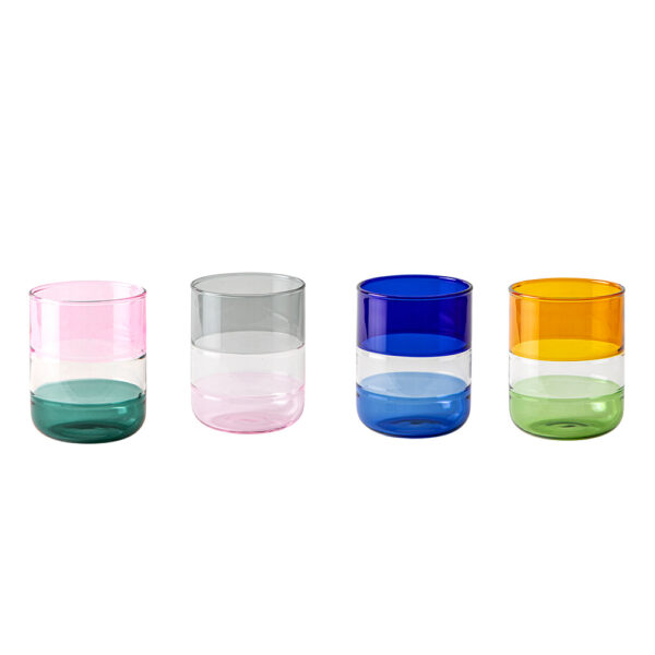Set 4 Bicchieri Tumbler in Vetro Colorato Stacks Livellara