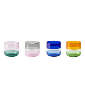 Set 4 Tumbler Bassi in Vetro Colorato Stacks Livellara