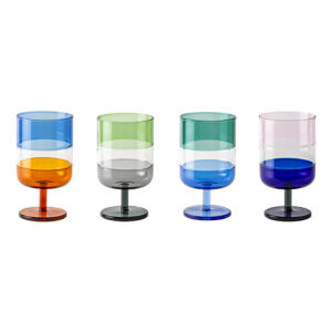 Set 4 Calici Alti in Vetro Colorato Multicolor Stacks Livellara