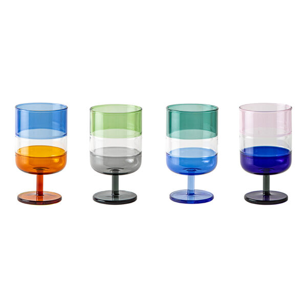 Set 4 Calici Alti in Vetro Colorato Multicolor Stacks Livellara