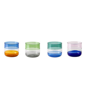 Set 4 Tumbler Bassi in Vetro Colorato Stacks Livellara