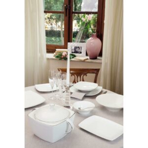 Servizio Tavola 41 Pezzi Cube Filo Platino in Porcellana Andrea Fontebasso