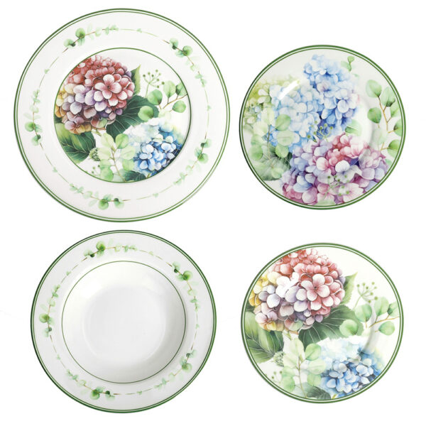 Servizio Piatti 18 Pezzi in Porcellana Flora Brandani 51180