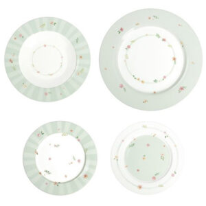 Servizio Piatti 18 Pezzi Polline Verde in Porcellana Brandani 51138