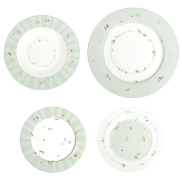 Servizio Piatti 18 Pezzi Polline Verde in Porcellana Brandani 51138