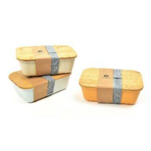 Portavivande in PVC con Tappo in Bamboo 1000ML 200 x 140 x 70mm Colore CASUALE Mercury