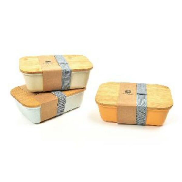 Portavivande in PVC con Tappo in Bamboo 1000ML 200 x 140 x 70mm Colore CASUALE Mercury