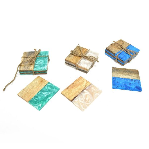 Set 4 Sottobicchieri in Legno 10x10Cm Colore CASUALE Mercury