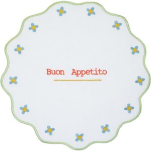 Tovaglietta Tonda Ricamata Buon Appetito 38 Cm Baci Milano