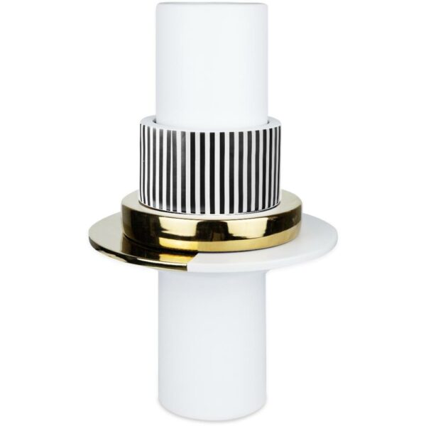 Vaso Decorato Anelli Nero 29x29x46 Cm Baci Milano