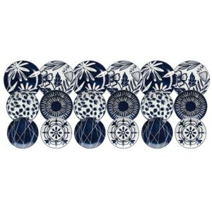 Servizio Piatti 18 Pezzi Navy Bloom in Porcellana Blu Tognana