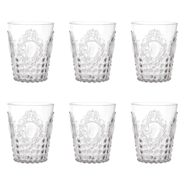 Set 6 Bicchieri Acqua in Melamina Trasparente Baroque & Rock Baci Milano BRGWA.BAR08P