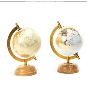 Mappamondo in Ottone e Legno Mappe CASUALI 14x13xH21Cm Mercury