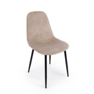 Sedia Irelia Velluto Tortora con Gambe Nero Bizzotto