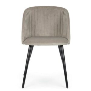 Sedia Queen Velvet Tortora con Gambe Nero Bizzotto