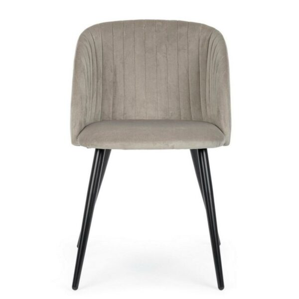 Sedia Queen Velvet Tortora con Gambe Nero Bizzotto