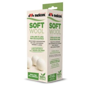 Palline Asciugatrice Meliconi Soft Wool Lana Naturale Bianco 3 Pezzi 7cm
