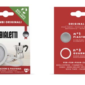 Bialetti 3 Guarnizioni + 1 Piastrina 3/4 Tazze