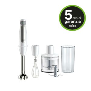 Braun Minipimer 1000W 0.6LT Multiquick7 Bianco + Accessori MQ7035IWH