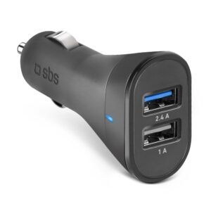 Caricabatteria Auto Universale  2USB 2400Mah Rapido Nero SBS