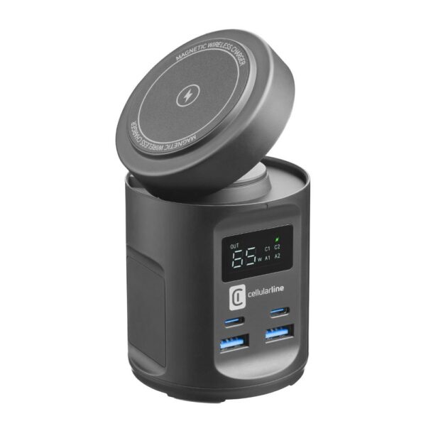 Caricabatteria Wireless Hub Magsafe 4Porte Pd 65W Nero CellularLine