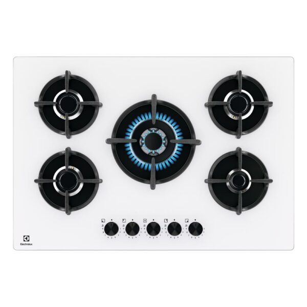 Electrolux EGG75372W Piano Cottura Gas 75Cm 5 Fuochi Ghisa Steppower Bianco
