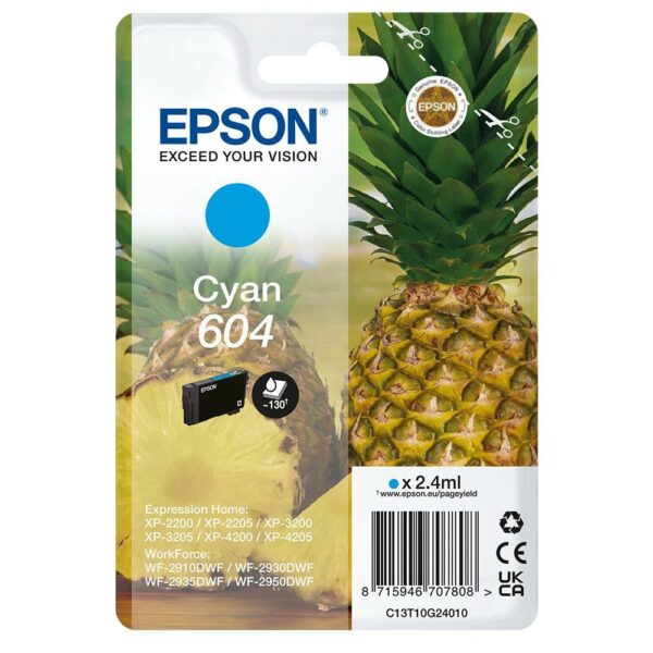 Epson Cartuccia Ink Jet 604 Ananas Ciano C13T10G24020