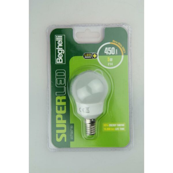 Lampadina Led Sfera 5W E14 3000K Superled Beghelli