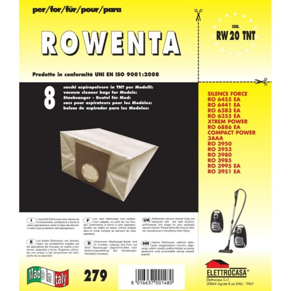 Sacchetti Aspirapolvere TNT per Rowenta 8Pz Elettrocasa