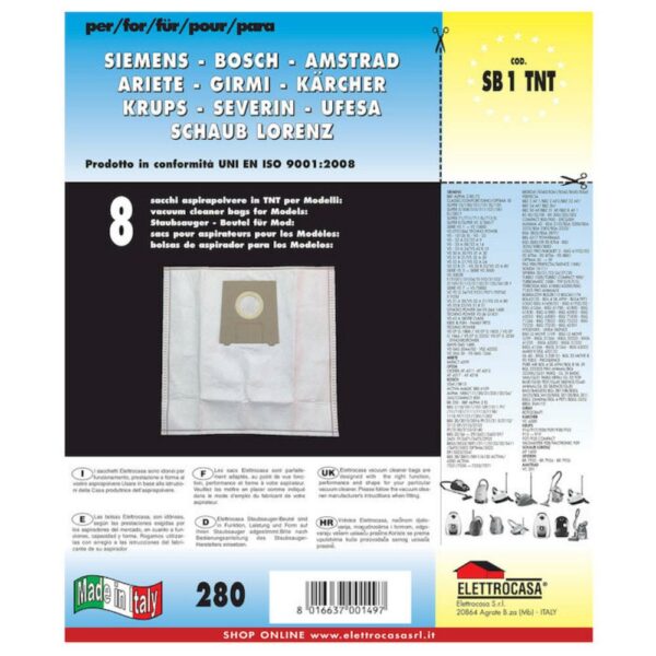 Sacco Aspirapolvere TNT X Aspirapolvere Siem Bosch Amst Ariete 8Pz Elettrocasa