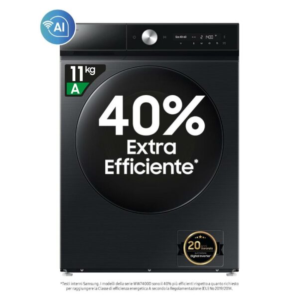 Samsung WW11DB8B95GBU3 Lavatrice 11Kg A 40 Vapore Wi Fi Ecodos Nero