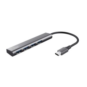 USB-C To 4 Port USB-A 3.2 Gen1 Hub Trust Halyx Grigio