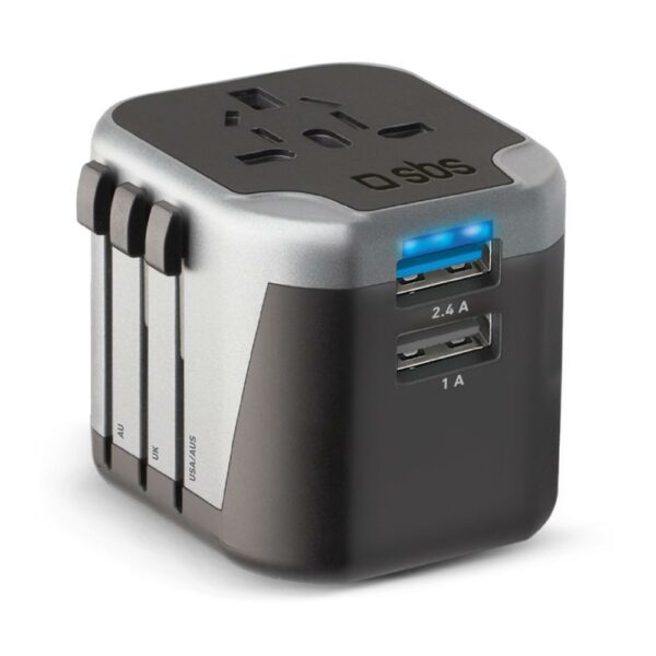 Adattatore Universale Prese Estere 2 USB 2 SBS