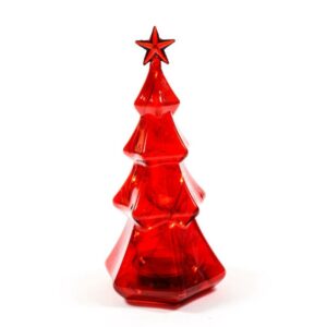 ALBERO IN VETRO ROSSO CON LUCI DIAM.15 X H 31 CM