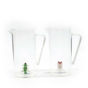 Caraffa in Vetro 1300ML. 15.5x 10x H20Cm con Decorazione Mercury