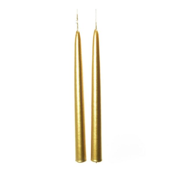 Coppia Candele A Stelo Metalliche Oro 25Cm Mercury