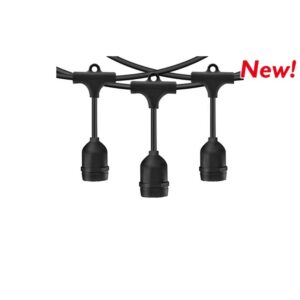 Kit Catenaria 10Mt con 10 Portalampade Ip65 Nero Nova Line