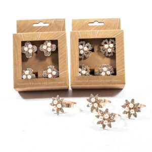 Set 4 Portatovaglioli Natalizi in Metallo Argento 5 x 5Cm CASUALE Mercury