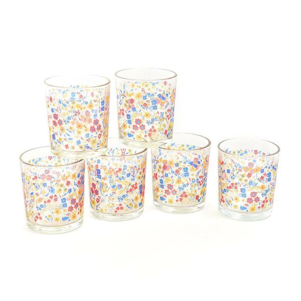 Set 6 Bicchieri in Vetro decoro Floreale Mercury 55945