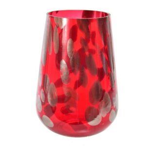 Vaso in Vetro Decorato Rosso 15 x H22Cm Mercury