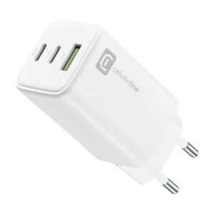 Caricabatterie Trial 65W Bianco CellularLine ACHUSB3GAN65WTABW