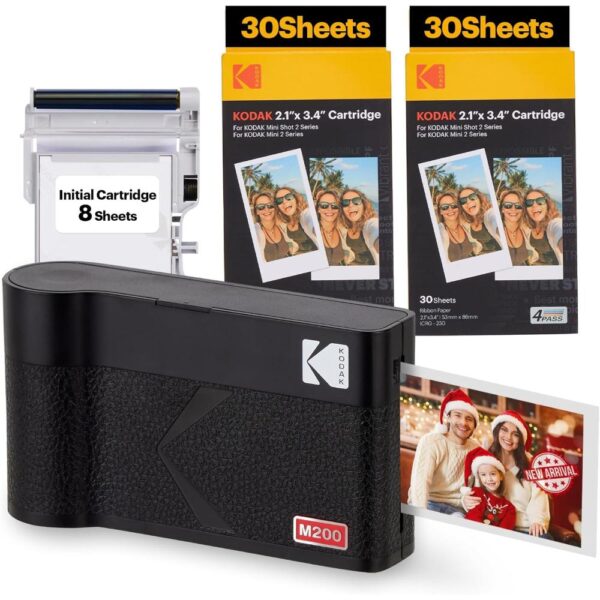 Kodak Mini 2 Era 4Pass Nero con 8 Fogli Stampante Inkjet Fotocamera 1
