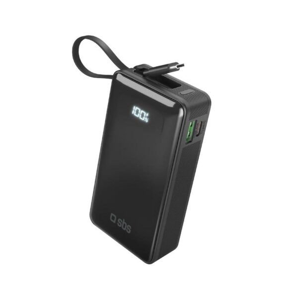 Power Bank 10000Mah Pd20W Display Cavo Integrale Nero SBS TTBB10000LCDTCPD20K