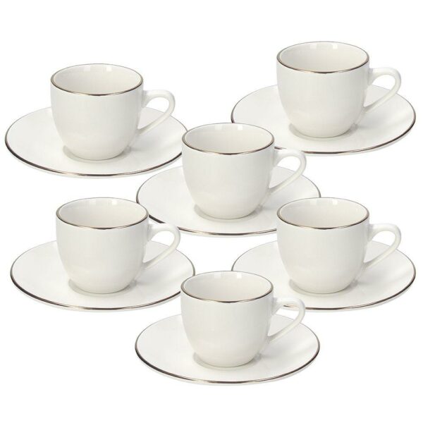 Set 6 Tazze Caffe con Piattino Fascia Oro Madison Tognana Porcellane