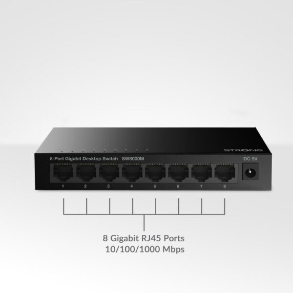 Switch 8 Porte 10 100 1000Mbps Gigabit Metallo Strong SW8000M