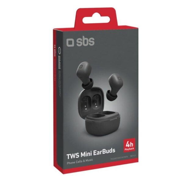 Auricolari wireless Tws con custodia ricaricabile 200Mah Tiny Twin Nero SBS TEEARTWSTINYBTK