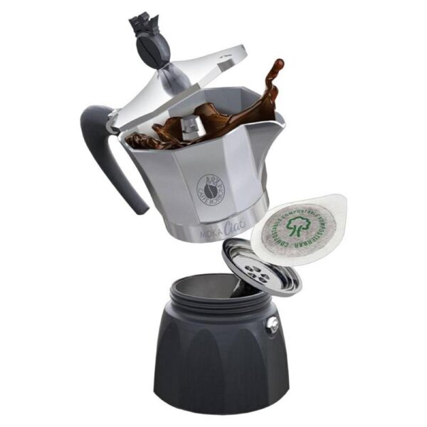 Caffe Borbone MokaCiao Caffettiera 3 Tazze per Cialde con 15 Cialde incluse
