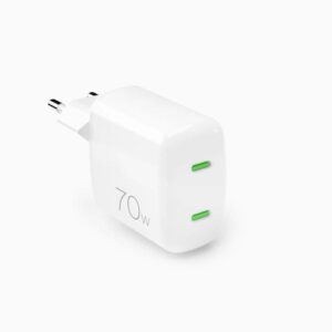 Caricabatterie 2 Usb-C 70W Bianco Puro PUFCMTCUSBCC70WGWHI